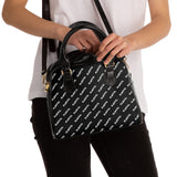 Playful Leather Black AOP Shoulder Handbag
