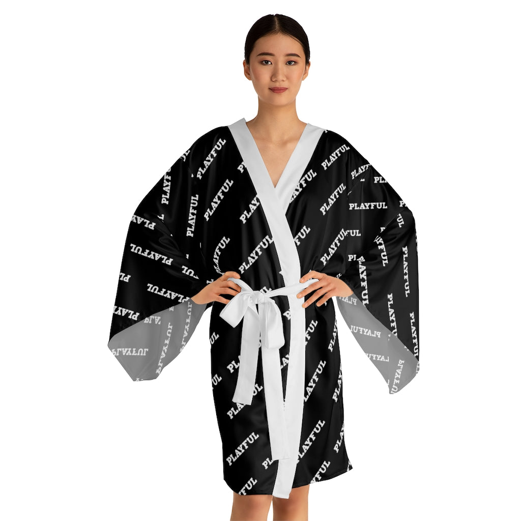 Playful Long Sleeve Kimono Robe