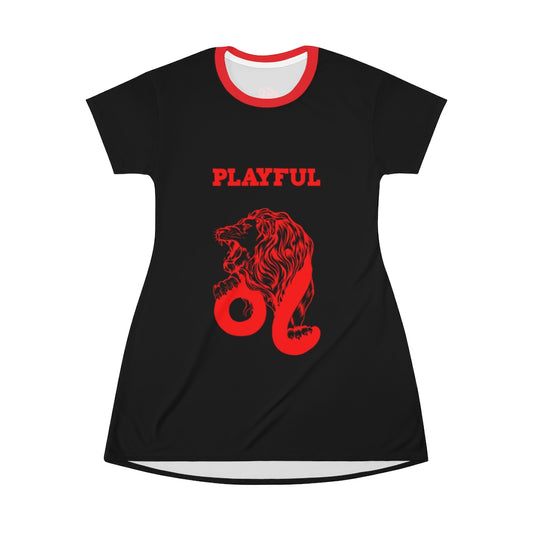 Playful Leo (Black/Red) T-Shirt Dress