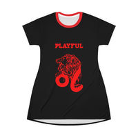 Playful Leo (Black/Red) T-Shirt Dress