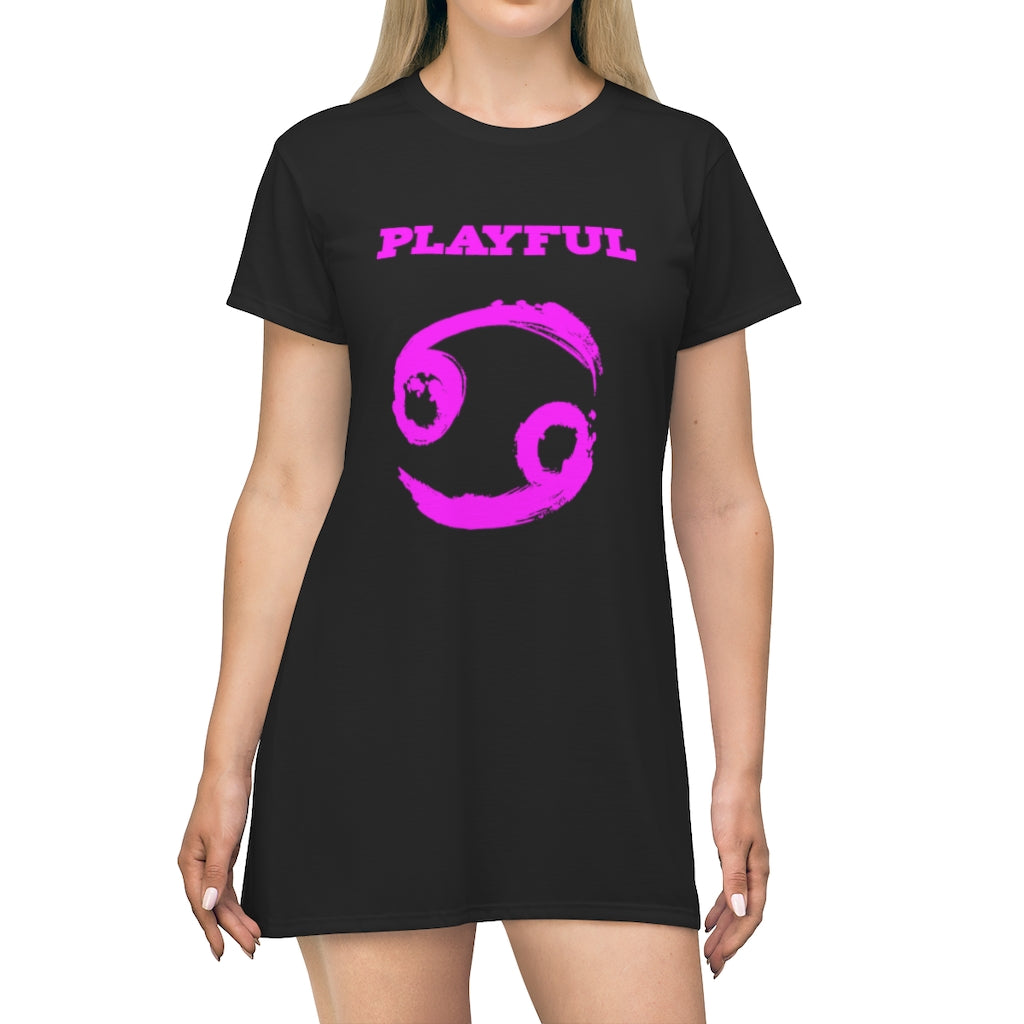 Playful Cancer (Black/Pink) T-Shirt Dress