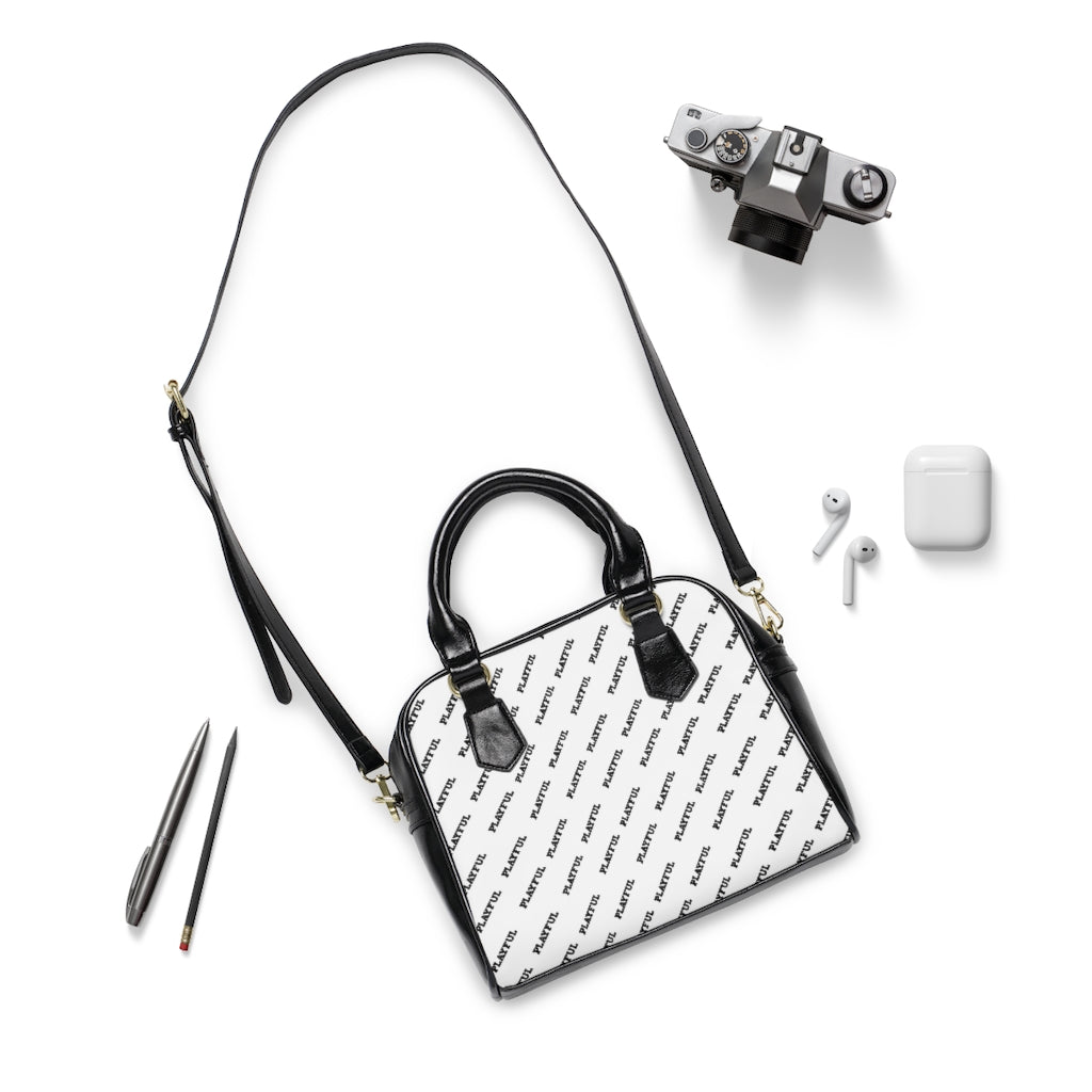 Playful White Leather AOP Shoulder Handbag II