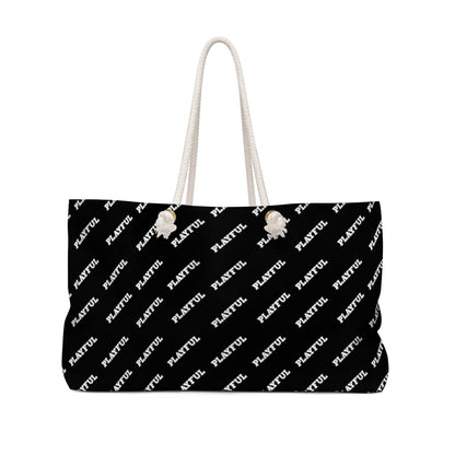 Playful Black All Over Print Weekender Bag