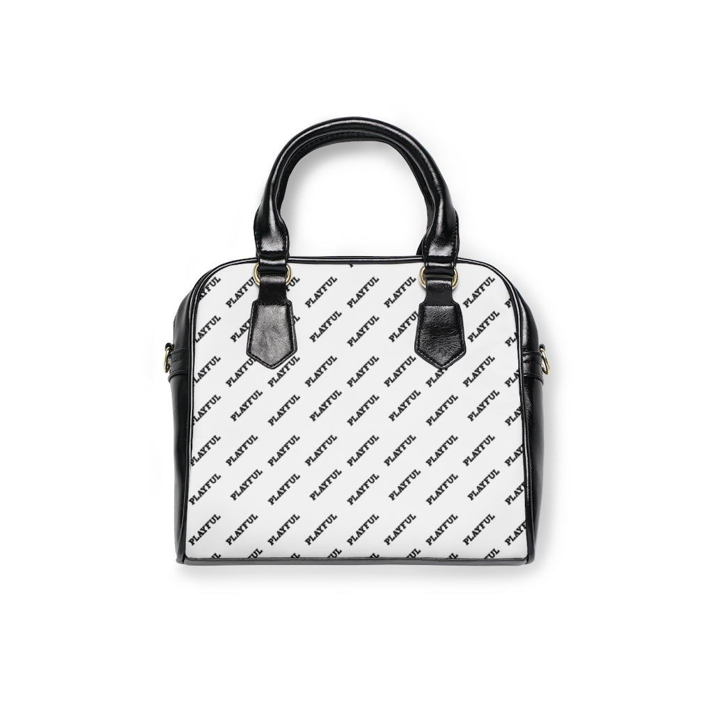 Playful White Leather AOP Shoulder Handbag II