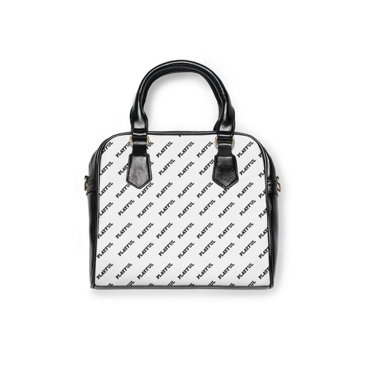 Playful White Leather AOP Shoulder Handbag II