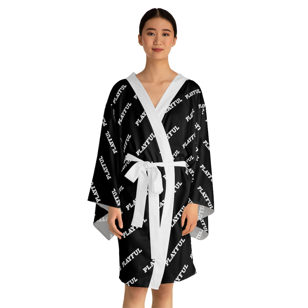 Playful Long Sleeve Kimono Robe