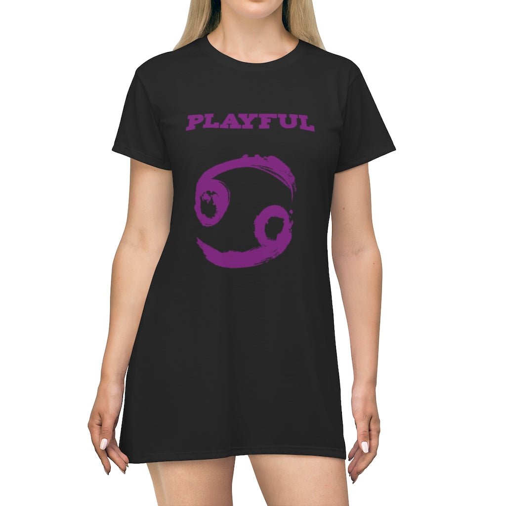 Playful Cancer Black/Purple)  T-Shirt Dress