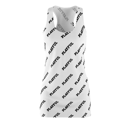 Playful Ladies White AOP Racerback Dress
