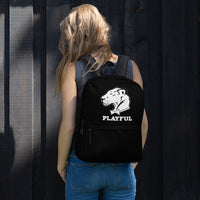 Playful Solid White Logo Backpack