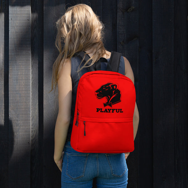Playful Red/Black Logo Backpack