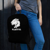Playful Solid White Logo Backpack