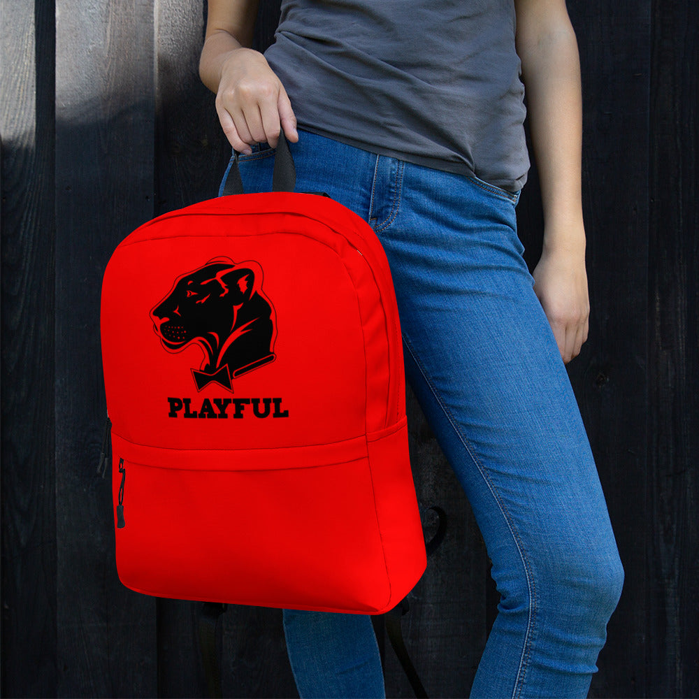 Playful Red/Black Logo Backpack