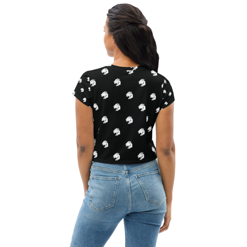 Playful Logo All-Over Print Crop Tee