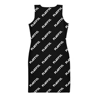 Playful Ladies Black All Over Print Fitted Dress