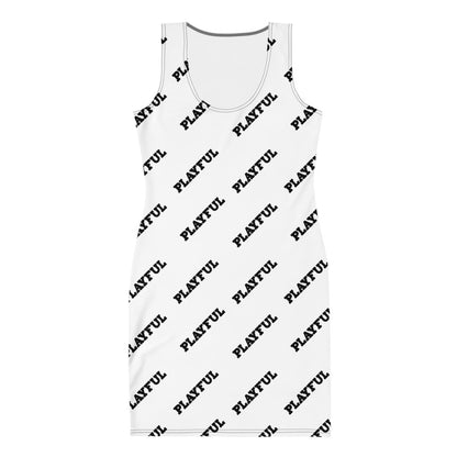 Playful Ladies White All Over Print Fitted Dress