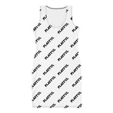 Playful Ladies White All Over Print Fitted Dress