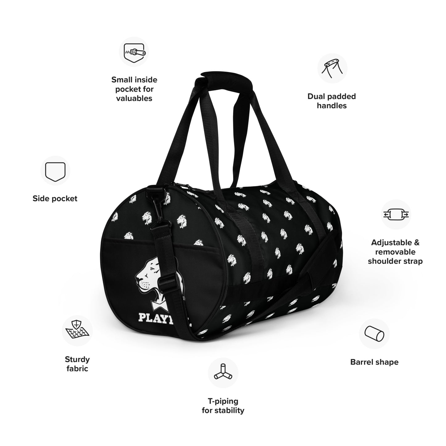Playful Logo All Over Print Gym Bag