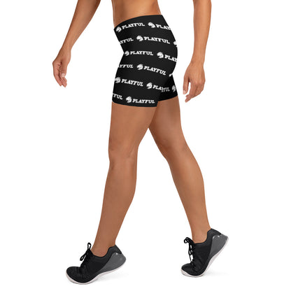 Playful Ladies Black All Over Print Shorts