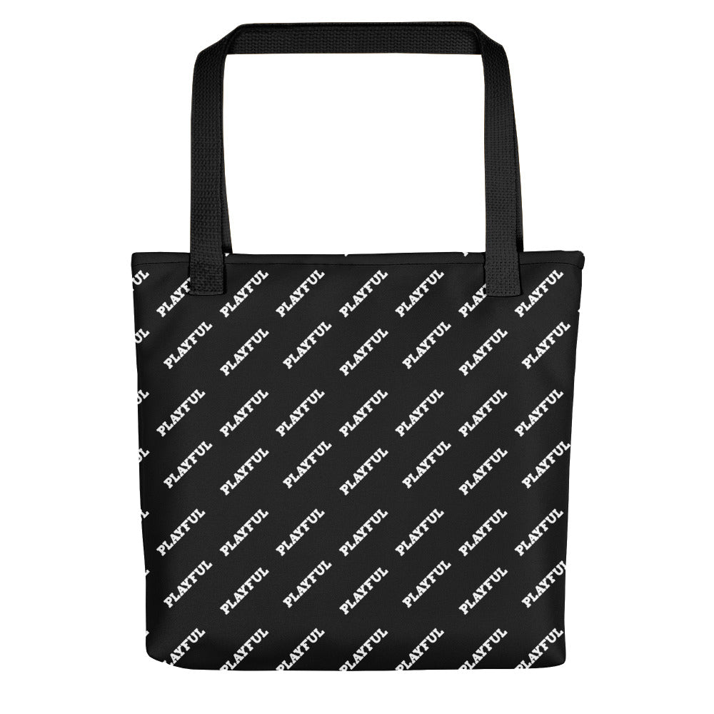 Playful Black All Over Print Tote bag