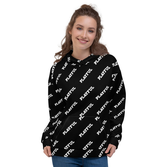 Playful Black All Over Print (Unisex) Hoodie