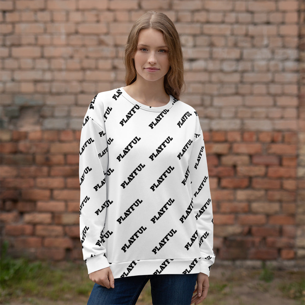 Playful White All Over (Unisex) Sweatshirt