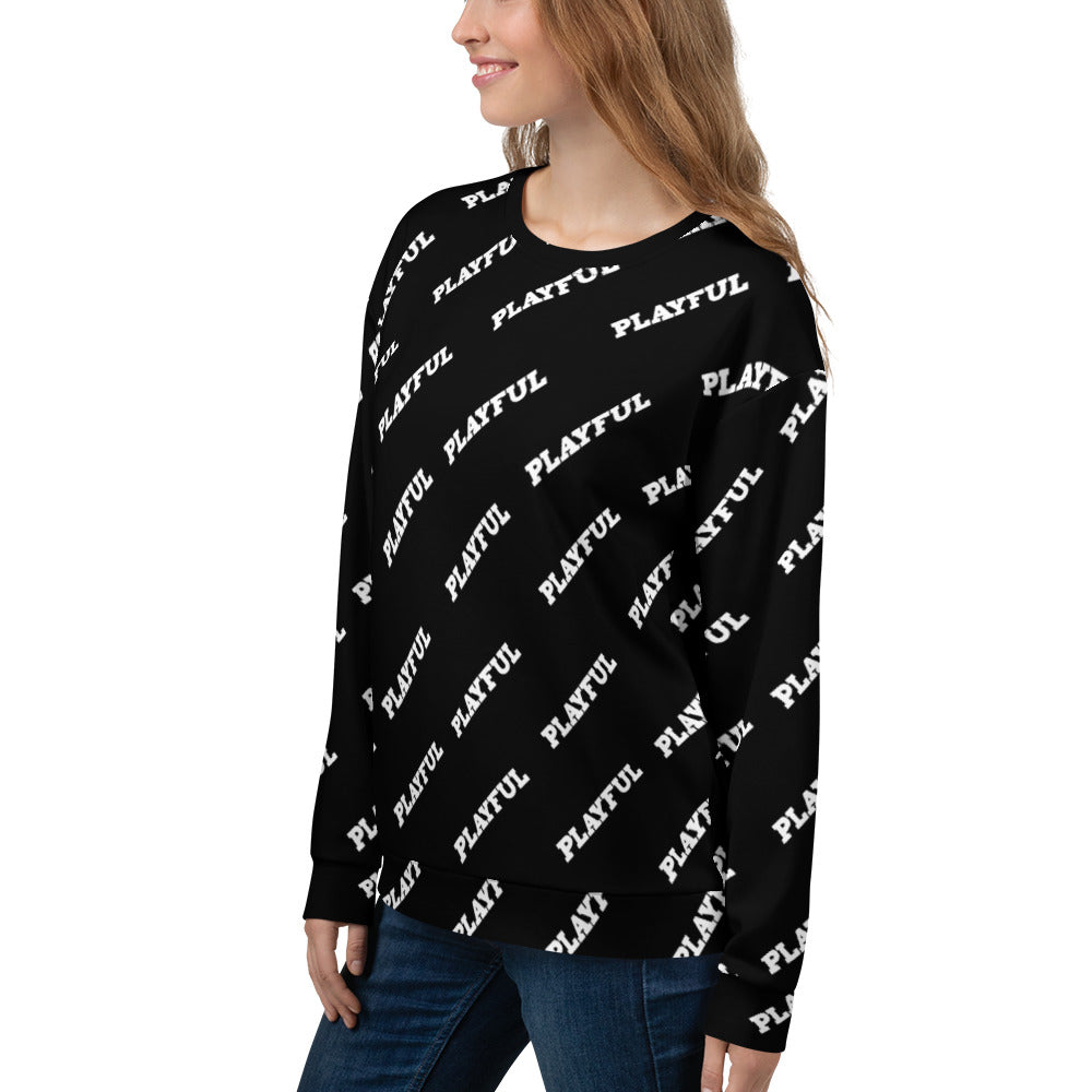 Playful Black All Over Print (Unisex) Sweatshirt