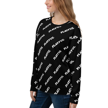 Playful Black All Over Print (Unisex) Sweatshirt