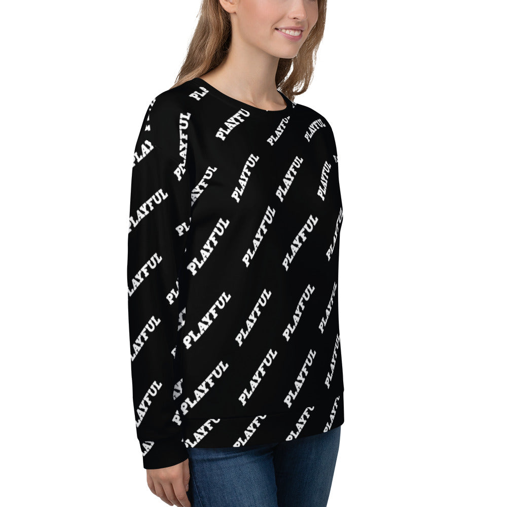 Playful Black All Over Print (Unisex) Sweatshirt