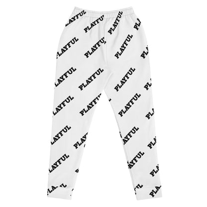 Playful White All Over Print Ladies Joggers