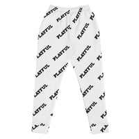 Playful White All Over Print Ladies Joggers