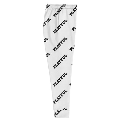 Playful White All Over Print Ladies Joggers