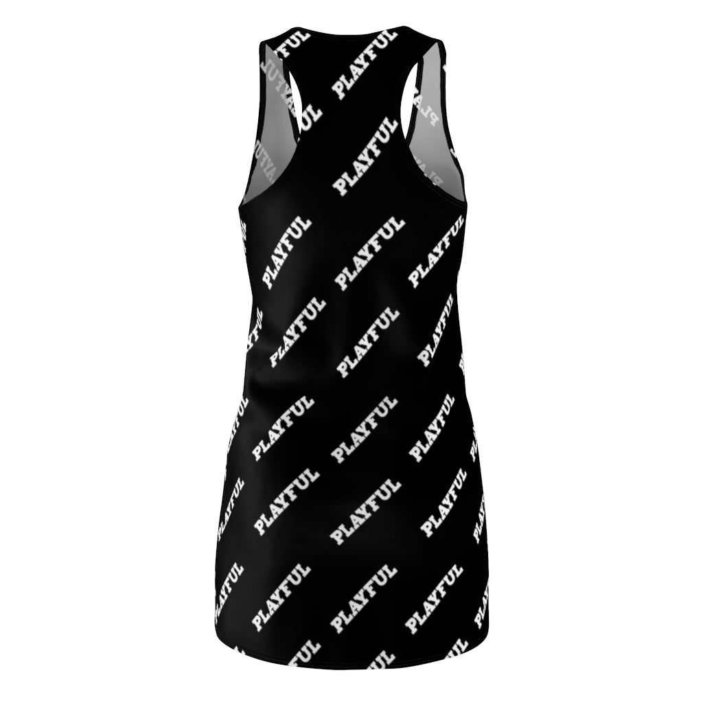 Playful Ladies Black AOP Racerback Dress