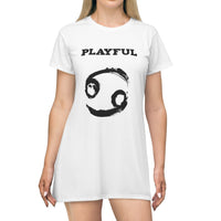 Playful Cancer (White/Black) T-Shirt Dress