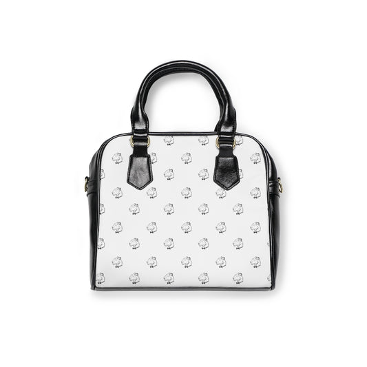 Playful Leather Black Logo Only Shoulder Handbag