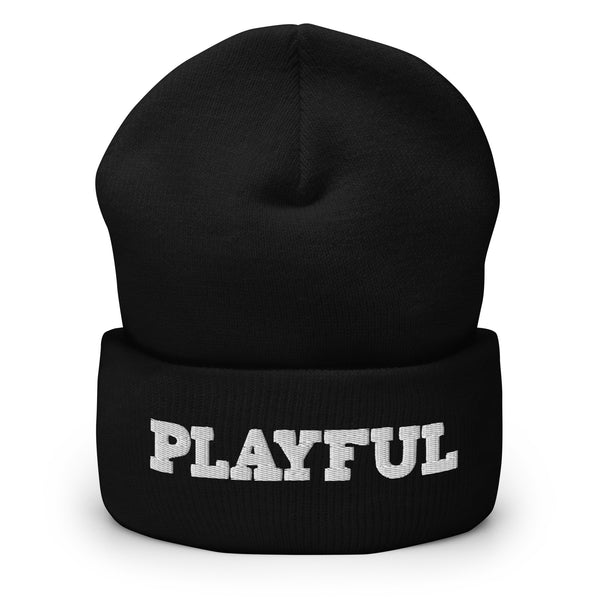 Playful - White Cuffed Beanie