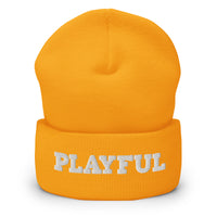 Playful - White Cuffed Beanie