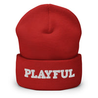 Playful - White Cuffed Beanie