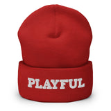 Playful - White Cuffed Beanie