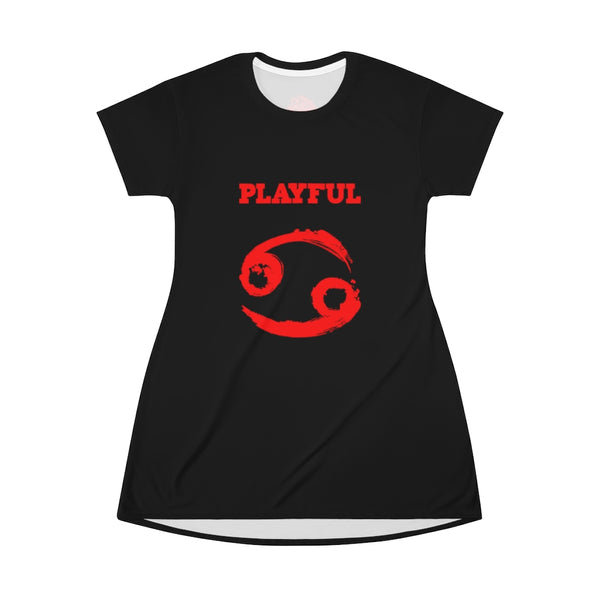Playful Cancer (Black/Red) T-Shirt Dress