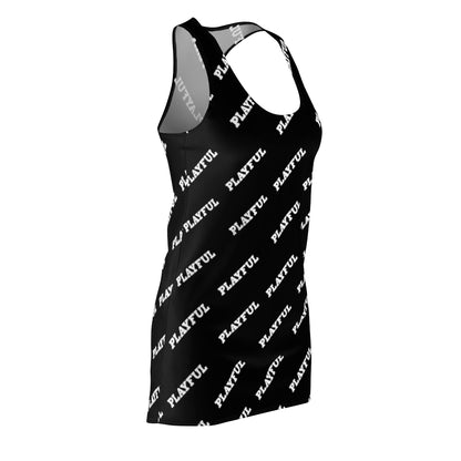 Playful Ladies Black AOP Racerback Dress