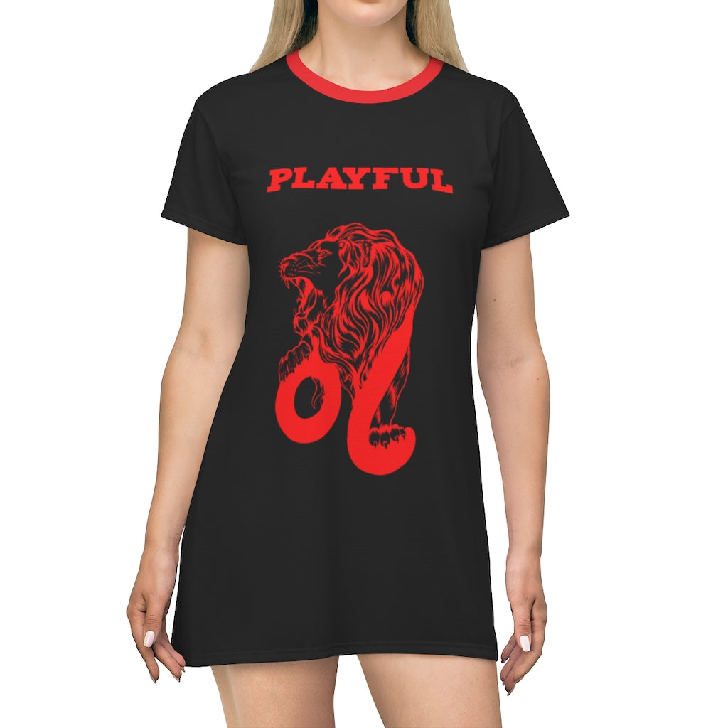 Playful Leo (Black/Red) T-Shirt Dress