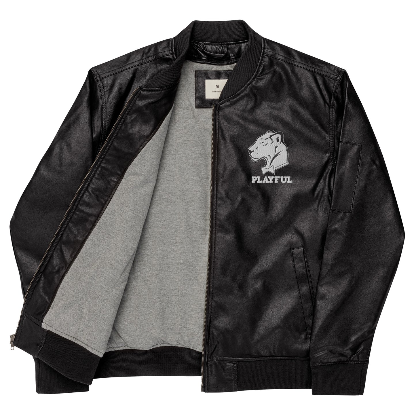 Playful Leather Bomber Jacket