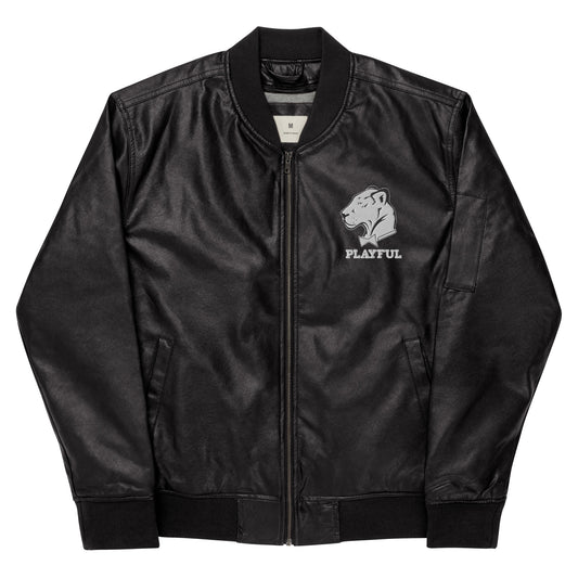 Playful Leather Bomber Jacket