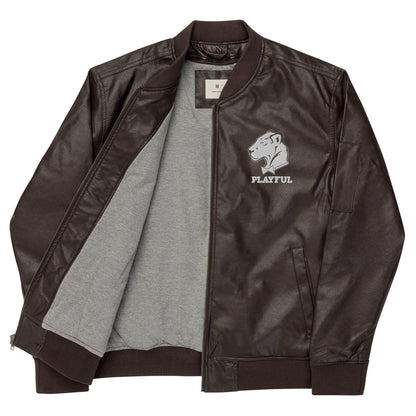 Playful Leather Bomber Jacket