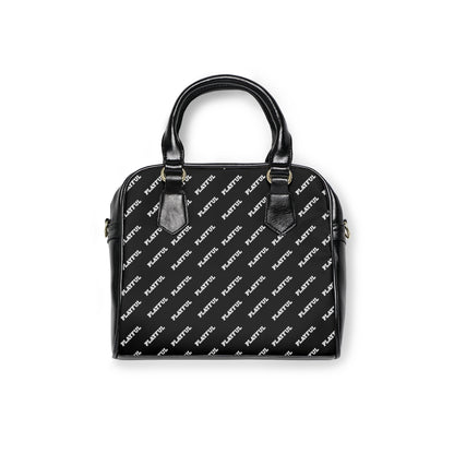 Playful Leather Black AOP Shoulder Handbag