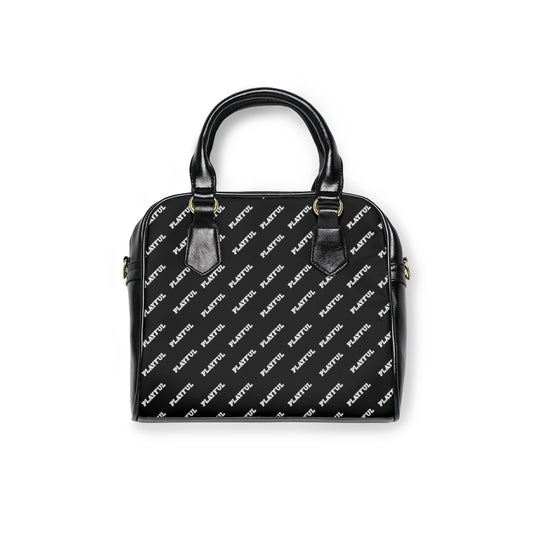 Playful Leather Black AOP Shoulder Handbag