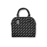 Playful Leather Black AOP Shoulder Handbag
