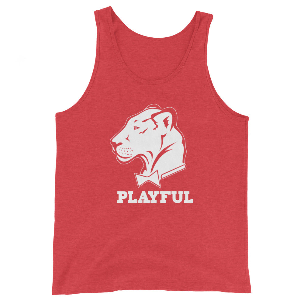 Playful Solid White Logo (Unisex) Tank Top