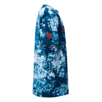 Playful Red Embroidered Oversized Tie-Dye Tee