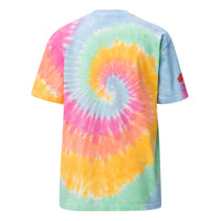 Playful Red Embroidered Oversized Tie-Dye Tee